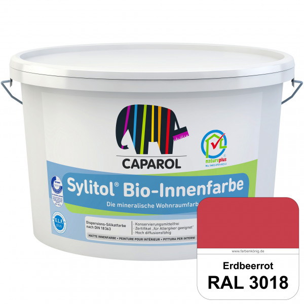 Sylitol® Bio-Innenfarbe (RAL 3018 Erdbeerrot) Innenfarbe auf Silikatbasis  für Allergiker