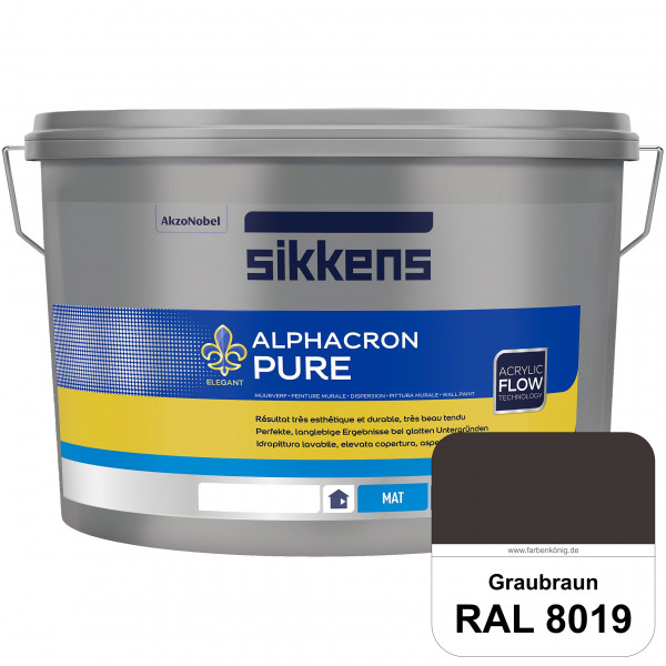 Alphacron Pure (RAL 8019 Graubraun) Edelmatte & hochertige Premium Wandfarbe für glatte Untergründe.