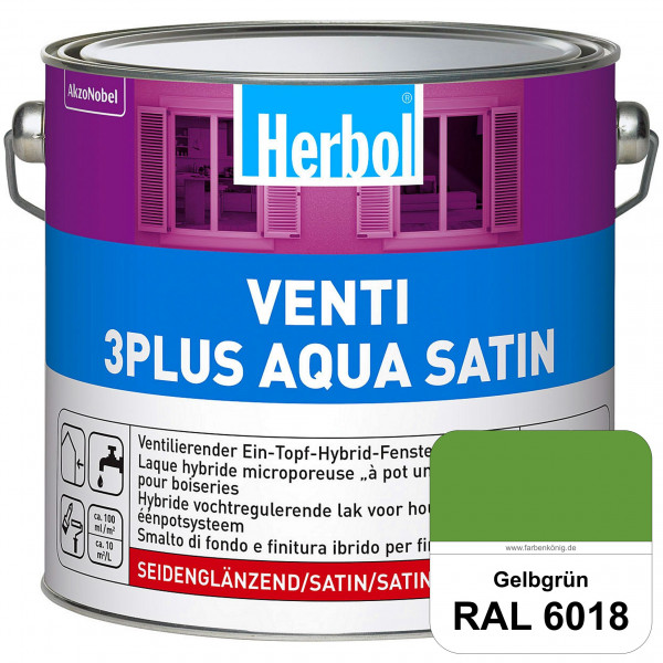 Venti 3Plus Aqua Satin (RAL 6018 Gelbgrün) wasserbasierter & feuchtigkeitregulierender Ein-Topf-Fens