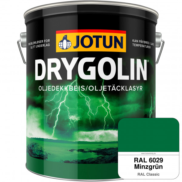 DRYGOLIN Oljedekkbeis - Deckende & wetterbeständige Öllasur für Außen (RAL 6029 Minzgrün)