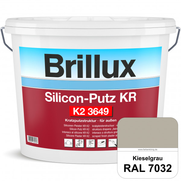 Silicon-Putz KR K2 3649 mit Protect (RAL 7032 Kieselgrau) Dekorputz auf Siliconharzbasis (außen)