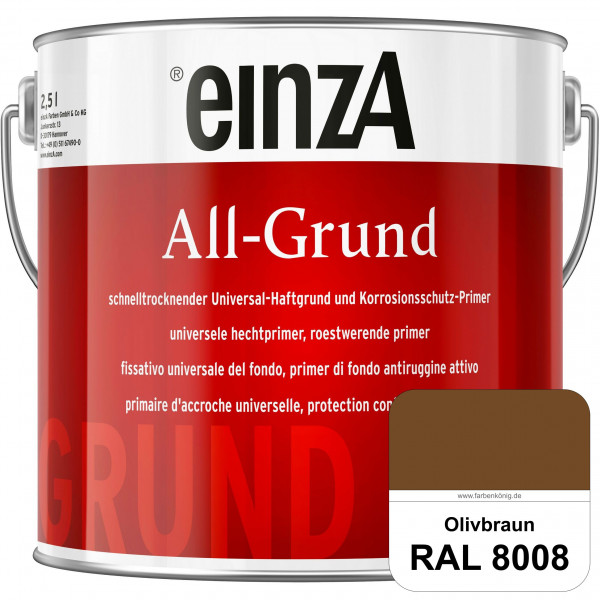 einzA All-Grund (RAL 8008 Olivbraun) Schnelltrocknender Haftgrund & Korrosionsschutz-Primer