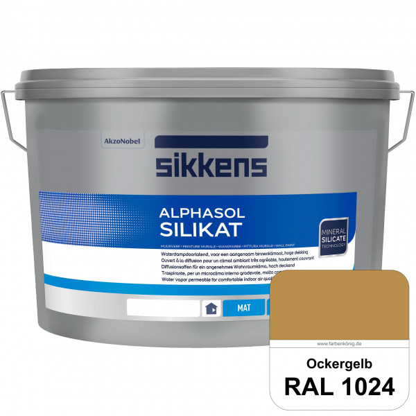 Alphasol Silikat (RAL 1024 Ockergelb) Extrem matte Premium Wandfarbe auf SOL-Silikatbasis