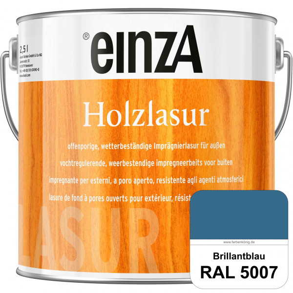 einzA Holzlasur (RAL 5007 Brillantblau) Offenporige Imprägnierlasur für Außen-Holzbauteile