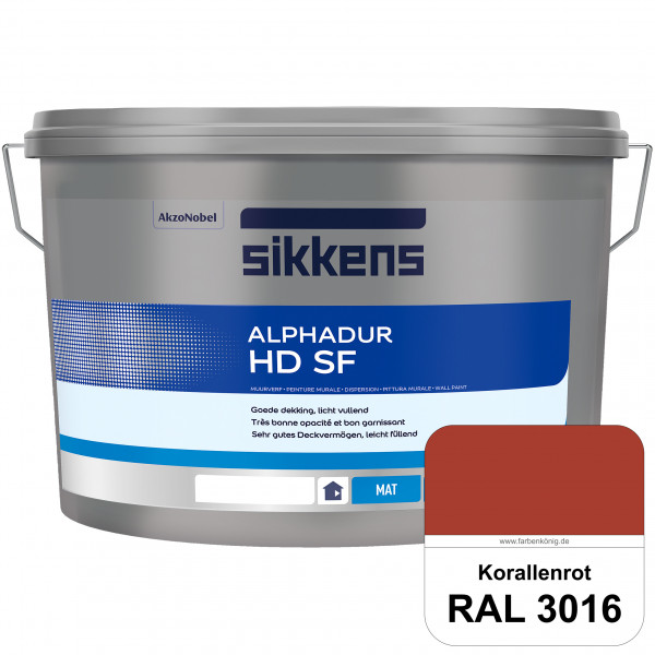 Alphadur HD SF (RAL 3016 Korallenrot) matte hochdeckende waschbeständige Innenwandfarbe