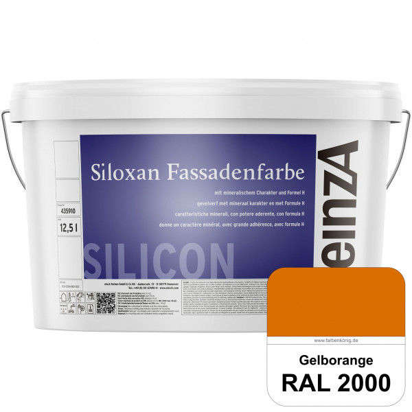 einzA Siloxan Fassadenfarbe (RAL 2000 Gelborange) Siliconvergütete Fassadenfarbe