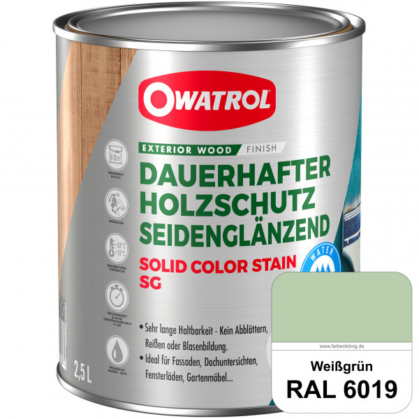 Solid Color Stain SG (RAL 6019 Weißgrün) deckende und seidenglänzende Wetterschutzfarbe außen