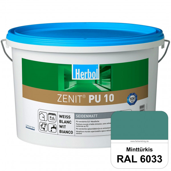 Zenit PU 10 (RAL 6033 Minttürkis) seidenmatte und strapazierfähige PU-Wandfarbe