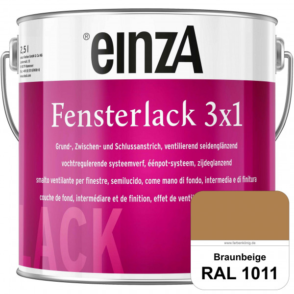 einzA Fensterlack 3 x 1 (RAL 1011 Braunbeige) wetterbeständiger & seidenglänzender Fensterlack