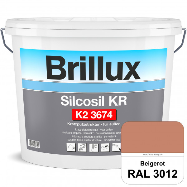 Silcosil KR K2 3674 mit Protect (RAL 3012 Beigerot) siliconverstärkter Dekorputz, Kratzputzstruktur,