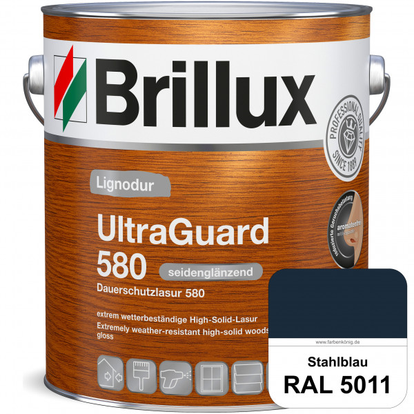 Lignodur UltraGuard 580 (Dauerschutzlasur 580) RAL 5011 Stahlblau