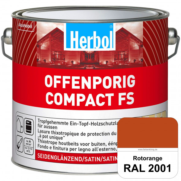 Offenporig Compact FS (RAL 2001 Rotorange) Rationelle & thixotrope Ein-Topf-Holzlasur (außen)