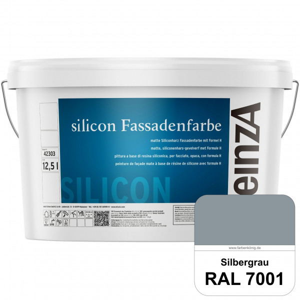 einzA silicon Fassadenfarbe (RAL 7001 Silbergrau) Hochwertige Siliconharz-Fassadenfarbe