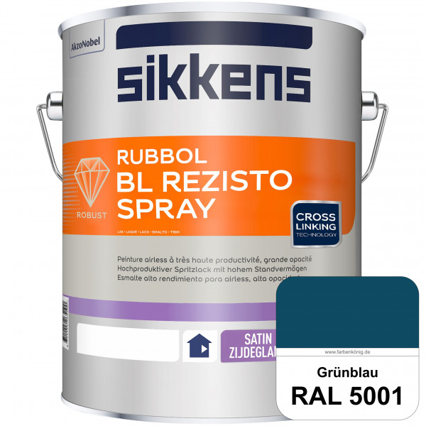 Rubbol BL Rezisto Spray (RAL 5001 Grünblau) Hochwertiger, strapazierfähiger Airlesslack für (innen)