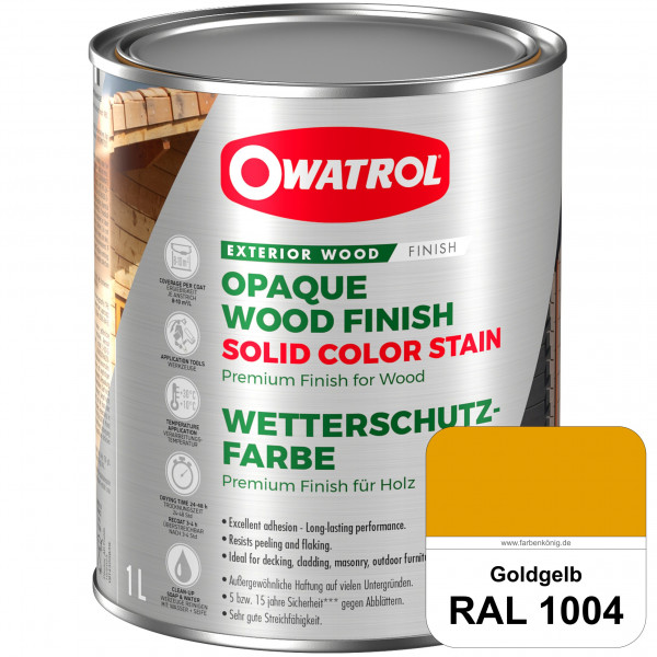 Solid Color Stain (RAL 1004 Goldgelb) deckende und matte Wetterschutzfarbe außen