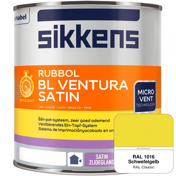 Rubbol BL Ventura Satin NEU (RAL 1016 Schwefelgelb) Seidenglanzlack (wasserbasiert) Fenster außen