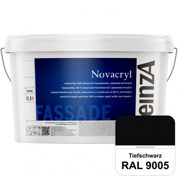 einzA Novacryl (RAL 9005 Tiefschwarz) Reinacrylat-Fassadenfarbe, seidenmatt