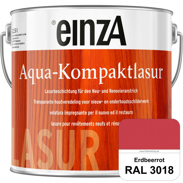 einzA Aqua-Kompaktlasur (RAL 3018 Erdbeerrot) wasserverdünnbare & feuchtigkeitsregulierende Lasurbes