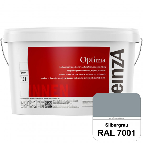 einzA Optima (RAL 7001 Silbergrau) Stumpfmatte Dispersionsfarbe für hochwertige Anstriche