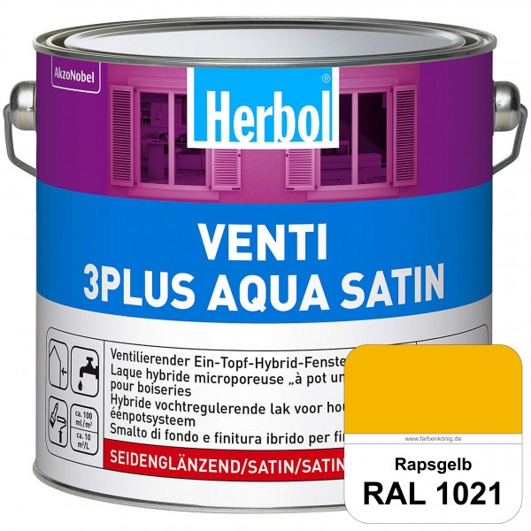 Venti 3Plus Aqua Satin (RAL 1021 Rapsgelb) wasserbasierter & feuchtigkeitregulierender Ein-Topf-Fens