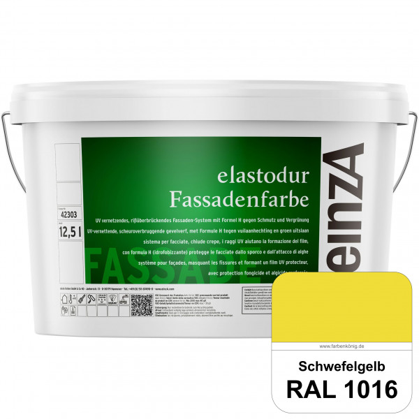 einzA elastodur Fassadenfarbe (RAL 1016 Schwefelgelb) UV-vernetzendes & rissüberbrückendes Fassadenf