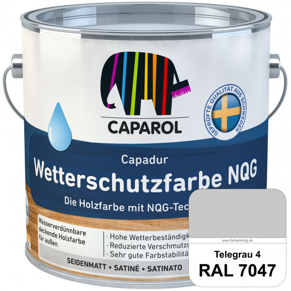 Capadur Wetterschutzfarbe NQG (RAL 7047 Telegrau 4) Holzfarbe mit NQG-Technologie wasserbasiert für