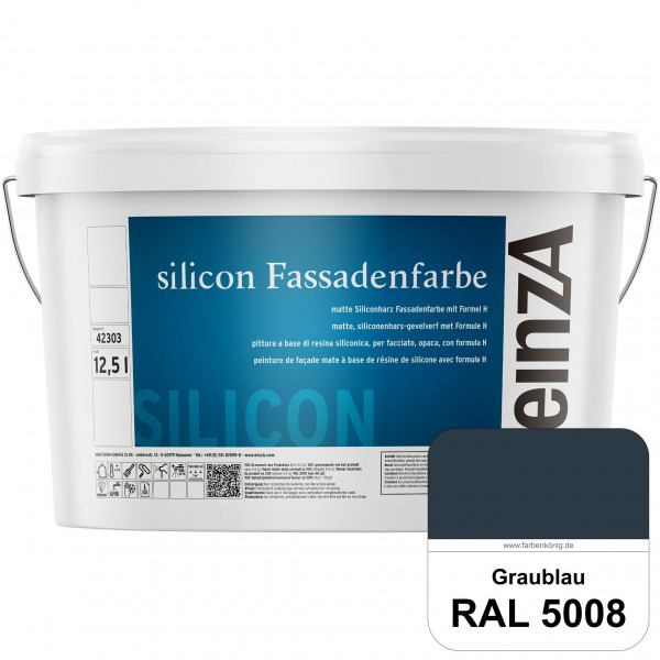 einzA silicon Fassadenfarbe (RAL 5008 Graublau) Hochwertige Siliconharz-Fassadenfarbe
