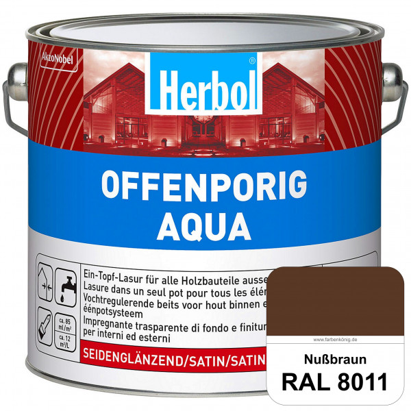 Offenporig Aqua (RAL 8011 Nussbraun) Wasserverdünnbar & hochwertige Ein-Topf-Holzlasur - Feuchteschu