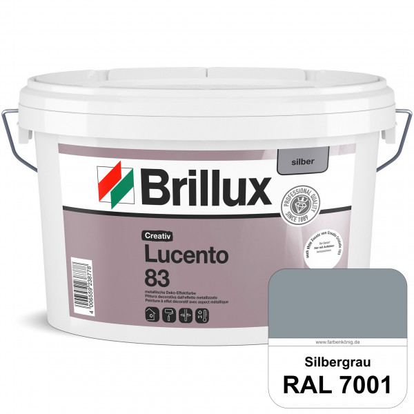 Creativ Lucento 83 (RAL 7001 Silbergrau) Strapazierfähige Deko-Effektfarbe mit metallischer Oberfläc