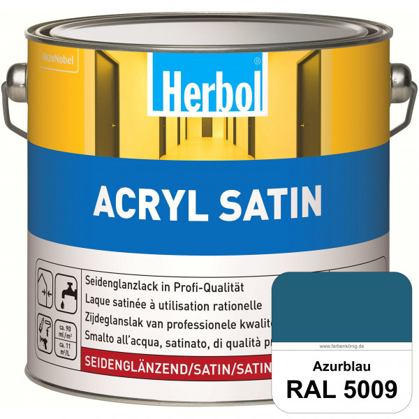 Acryl Satin (RAL 5009 Azurblau) wasserverdünnbarer seidenglänzender Lack (Innen & Außen)