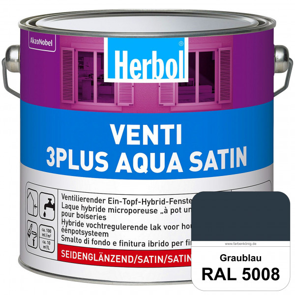 Venti 3Plus Aqua Satin (RAL 5008 Graublau) wasserbasierter & feuchtigkeitregulierender Ein-Topf-Fens