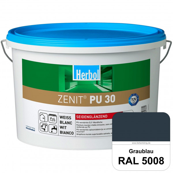 Zenit PU 30 (RAL 5008 Graublau) seidenglänzende und strapazierfähige PU-Wandfarbe