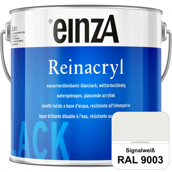 einzA Reinacryl (RAL 9003 Signalweiß) wetterbeständige glänzende Acryl-PU-Lackfarbe