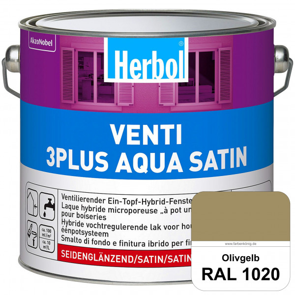 Venti 3Plus Aqua Satin (RAL 1020 Olivgelb) wasserbasierter & feuchtigkeitregulierender Ein-Topf-Fens
