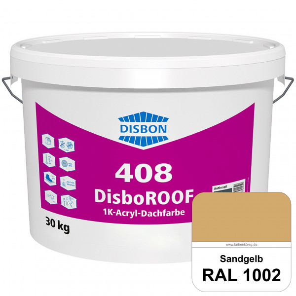 DisboROOF 408 1K-Acryl-Dachfarbe (RAL 1002 Sandgelb) Elastische Reinacrylatbeschichtung für Betondac