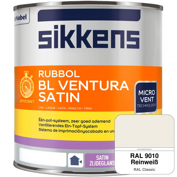 Rubbol BL Ventura Satin NEU (RAL 9010 Reinweiß) Seidenglanzlack (wasserbasiert) Fenster außen