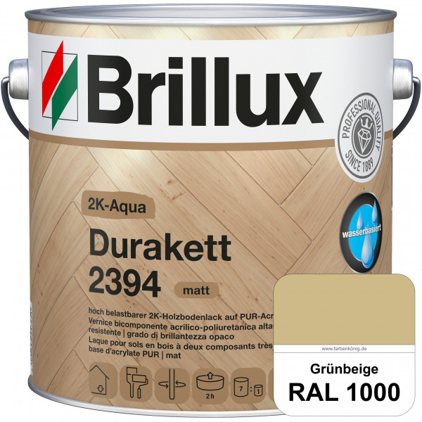 2K-Aqua Durakett 2394 (RAL 1000 Grünbeige) Wasserbasierter 2K-Versiegelung für Parkettfußböden, Diel