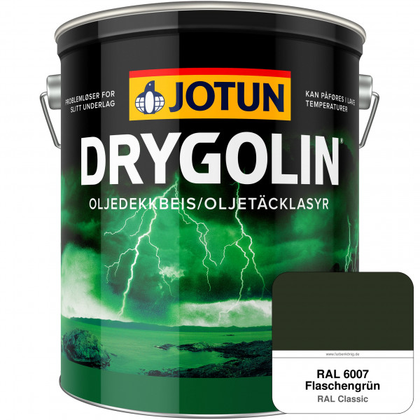 DRYGOLIN Oljedekkbeis - Deckende & wetterbeständige Öllasur für Außen (RAL 6007 Flaschengrün)