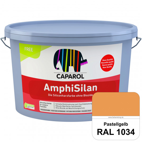 AmphiSilan FREE (RAL 1034 Pastellgelb) Mineralmatte Fassadenfarbe in spezieller Siliconharz-Bindemit