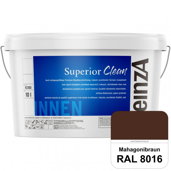 einzA Superior Clean (RAL 8016 Mahagonibraun) Hoch reinigungsfähige, stumpfmatte Premium-Wandbeschic