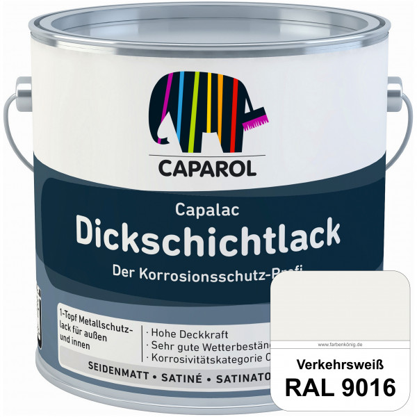Capalac Dickschichtlack (RAL 9016 Verkehrsweiß) 1-Topf Metallschutzlack (löselmittelhaltig) innen &