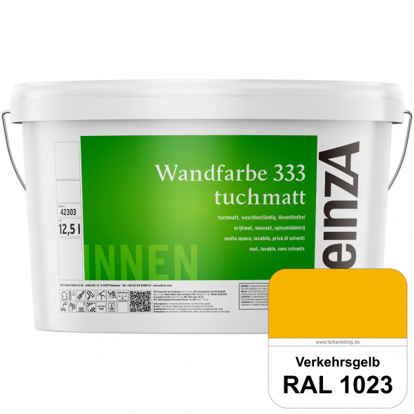 einzA Wandfarbe 333 tuchmatt (RAL 1023 Verkehrsgelb) Hochdeckende, waschbeständige Wandfarbe