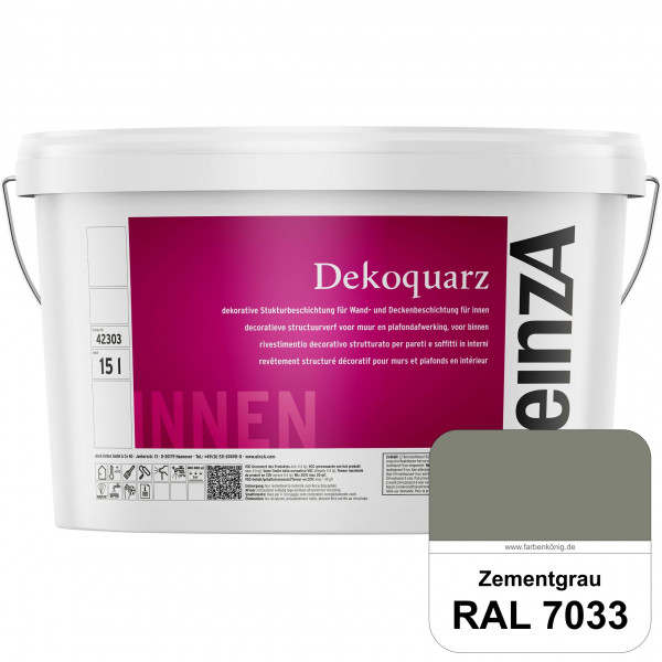 einzA Dekoquarz (RAL 7033 Zementgrau) Dekorative Strukturbeschichtung für Wand und Decke