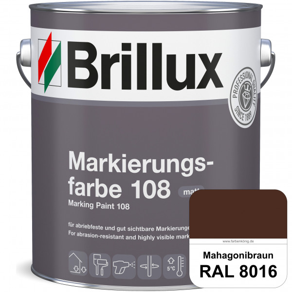 Markierungsfarbe 108 (RAL 8016 Mahagonibraun) Markierungsfarbe für Asphalt, Betonböden, Zementestric