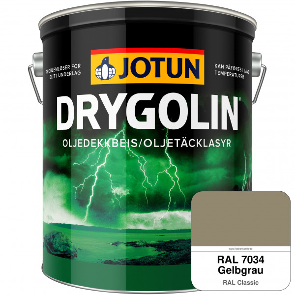 DRYGOLIN Oljedekkbeis - Deckende & wetterbeständige Öllasur für Außen (RAL 7034 Gelbgrau)