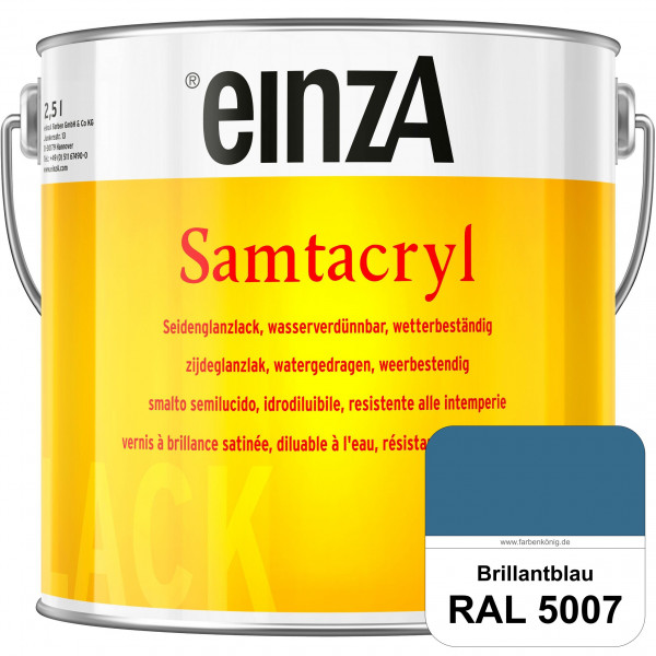 einzA Samtacryl (RAL 5007 Brillantblau) wetterbeständige seidenglänzende Acryl-PU-Lackfarbe