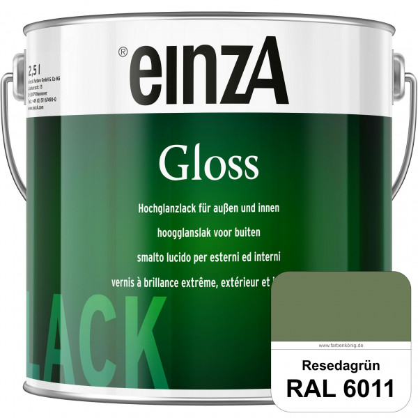 einzA Gloss (RAL 6011 Resedagrün) Hochwertiger Alkydharzlack in Premium-Qualität, hochglänzend.