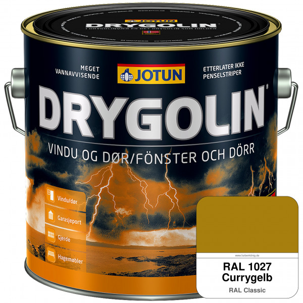 DRYGOLIN Vindu og Dør - wetterbeständige Holzschutzfarbe für Außen (RAL 1027 Currygelb)