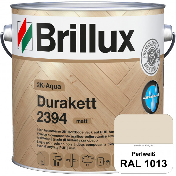 2K-Aqua Durakett 2394 (RAL 1013 Perlweiß) Wasserbasierter 2K-Versiegelung für Parkettfußböden, Diele