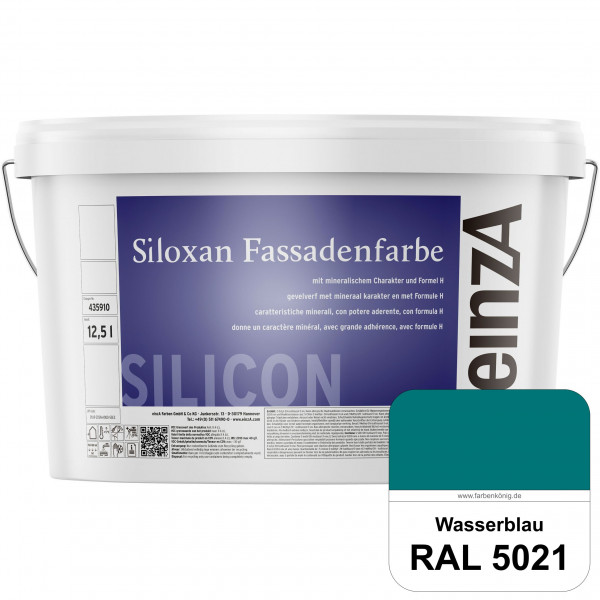 einzA Siloxan Fassadenfarbe (RAL 5021 Wasserblau) Siliconvergütete Fassadenfarbe